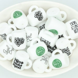 Coffee Cup *2 & 5 Bead Packs* | Silicone Focal Bead | DIY craft projects | non-toxic and washable beads