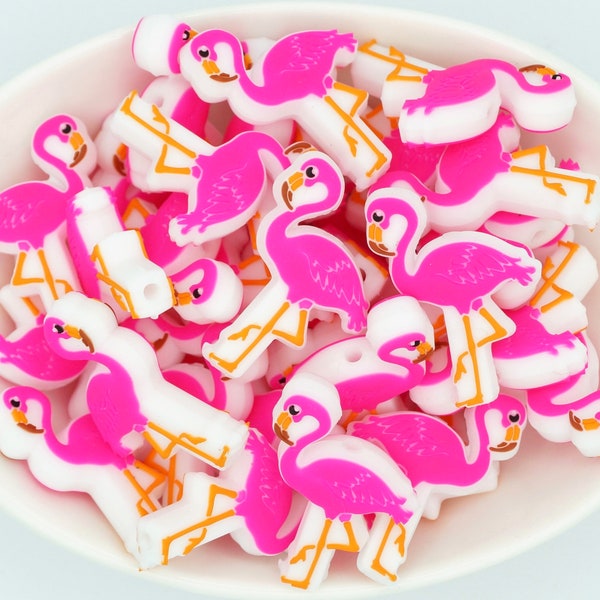 Flamingo *2 & 5 Bead Packs* | Silicone Focal Bead | DIY craft projects | non-toxic and washable beads