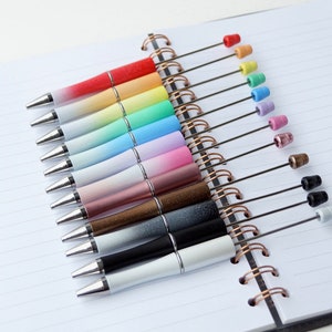 Beadable Pen | *2/5/10 Pen Packs* | Plastic | Multiple Colours | Beadable Bar | Refillable | Retractable