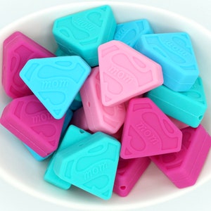Super Mom *5 confezioni di perline* / Perlina focale in silicone / Perlina per la festa della mamma / Progetti fai da te / Perline atossiche e lavabili