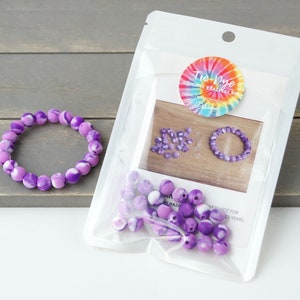 Silicone Bracelet Kit (purple tie-dye) | 9mm beads | make your own jewellery | craft | party favour | kids & adults | supports mental health