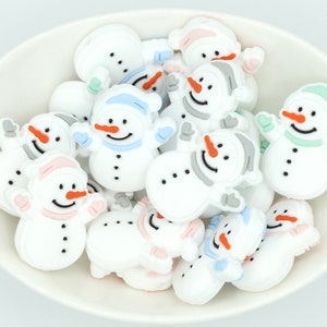 Snowman Silicone Focal Bead | *2 & 5 Bead Packs* | Winter Bead | Christmas | DIY craft projects | non-toxic and washable beads