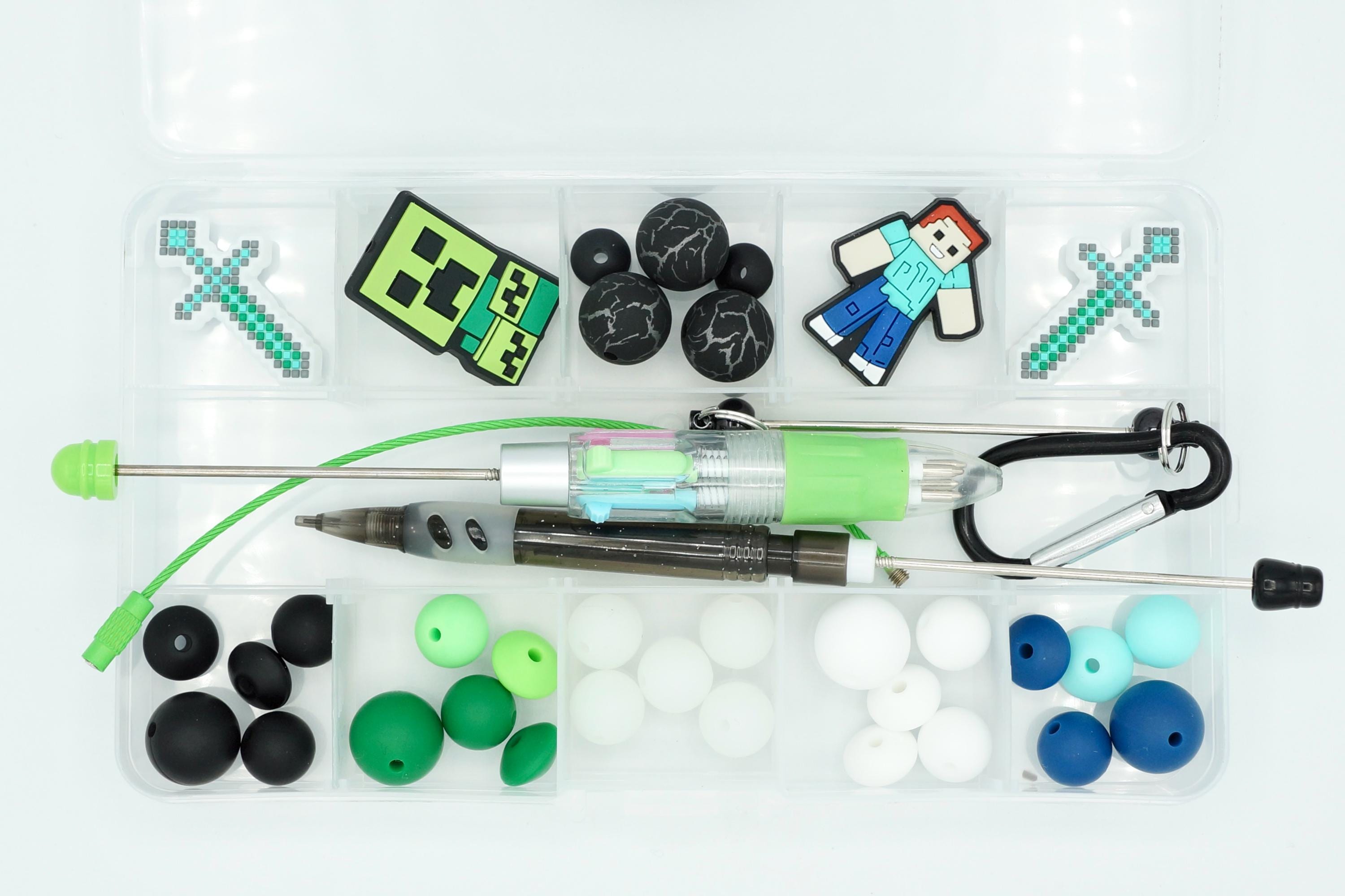 24 Beautiful Bead Crafts for Kids 2 Block Character Silicone Bead Craft Kit Kids DIY Pen, Pencil,…