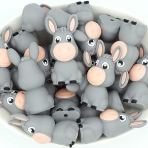 3D Donkey *2 & 5 Bead Packs* | Silicone Focal Bead | Animal Bead | DIY craft projects | non-toxic and washable beads