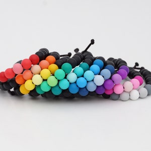 Adjustable Silicone Bracelet (Dark Ombre) | washable and lightweight | non-toxic beads | kids & adults | supports mental health