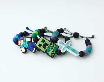 Block Wrist Buddy | Adjustable Silicone Bracelet | Kid Character Bracelet