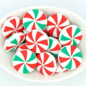 Peppermint Candy Silicone Focal Bead | *2 & 5 Bead Packs* | Winter Bead | Christmas Bead | DIY craft projects | non-toxic and washable beads