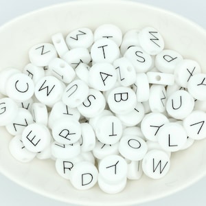 Cuentas de letras de silicona de 12 mm / Proyectos de manualidades de bricolaje / Haz tus propias joyas / Cuentas del alfabeto / Cuentas redondas / Cuentas impresas / Silicona de calidad alimentaria
