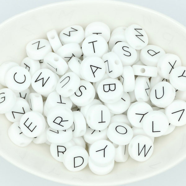 12 mm Silicone Letter Beads | DIY craft projects | make your own jewellery | alphabet beads | round | print beads | food grade silicone