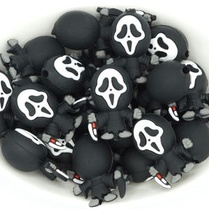 3D Scary Guy *2 & 5 Bead Packs* | Silicone Focal Bead | Halloween Bead | DIY craft projects | non-toxic and washable beads