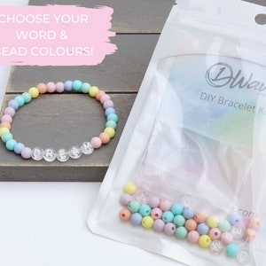 Personalized Silicone DIY Bracelet Kit - Clear translucent letter beads | make your own jewellery | name bracelet | kids and adults