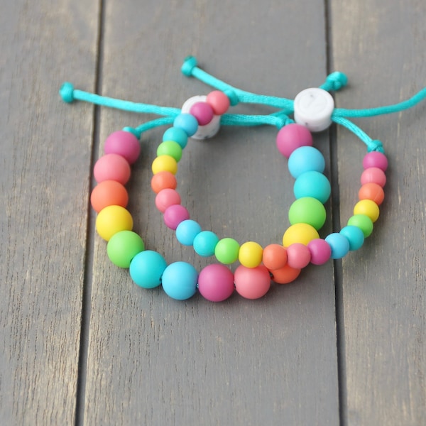 Adjustable Silicone Bracelet (Tropical Twist) | washable and lightweight | non-toxic beads | kids & adults | supports mental health