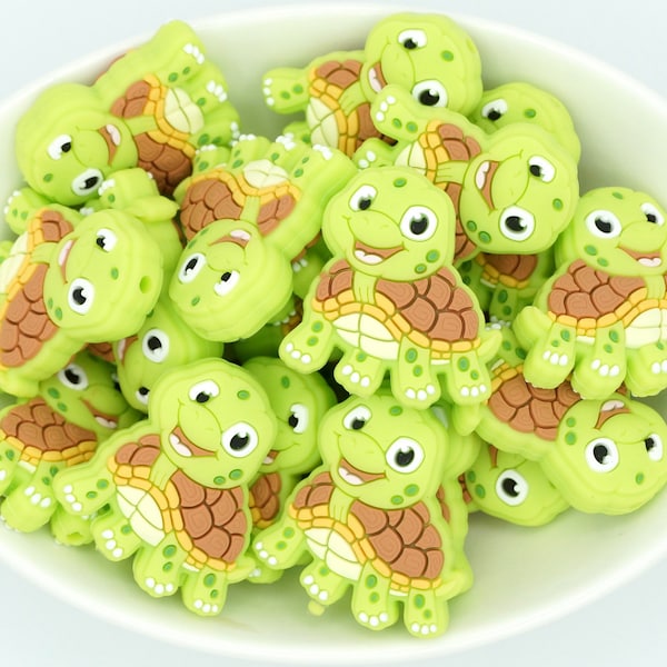 Cartoon Turtle *2 & 5 Bead Packs* | Silicone Focal Bead | Character Bead | DIY craft projects | non-toxic and washable beads