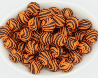 Tiger Silicone Print Bead l *5 Bead Pack* | 15 mm