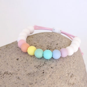 Adjustable Silicone Bracelet (Pastel Unicorn) | washable and lightweight | non-toxic beads | kids & adults | supports mental health