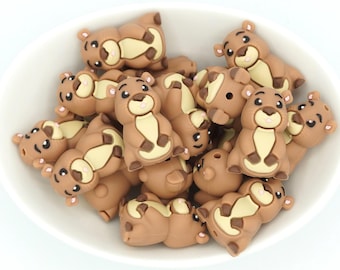 3D Capybara Silicone Focal Beads | *2 & 5 Packs* | Pen, Keychain and Craft Bead