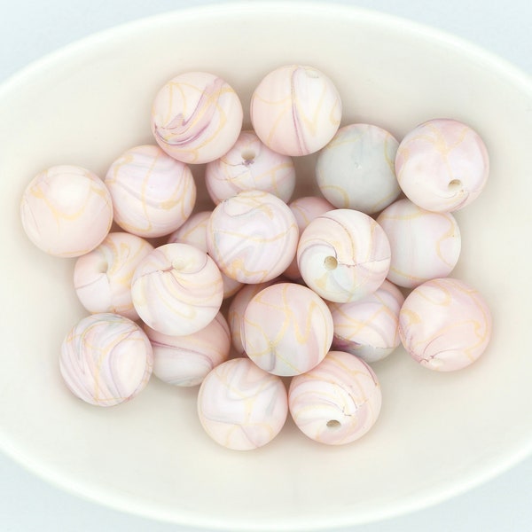 Pastel Swirl *5 Bead Pack* | Silicone Print Bead | 12mm & 15mm | DIY craft projects | non-toxic and washable beads