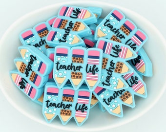 Teacher Life *2 & 5 Bead Packs* | Silicone Focal Bead | DIY craft projects | non-toxic and washable beads
