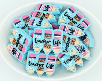Teacher Life *5 Bead Pack* | Silicone Focal Bead | DIY craft projects | non-toxic and washable beads