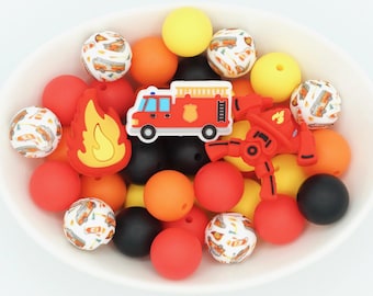 Fire Silicone Bead Mix | 25 Pack Craft Beads | 15mm/Focal Beads