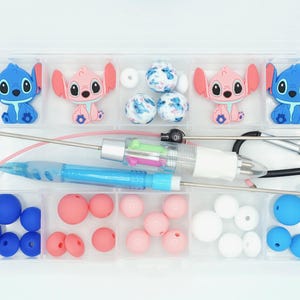 Silicone Bead Craft Kit (Alien) | Focal beads | Beadable Pen & Pencil | Beadable Backpack Charm | Gift | Kids Craft