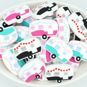 Camper Silikon Fokalperlen | *2er & 5er Päckchen* | Stift, Schlüsselanhänger und Bastelperle