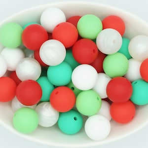 Holiday Fun 12 mm or 15 mm Silicone Bead Mix | bulk beads | 25 & 50 bead packs | Christmas | non-toxic beads | supports mental health