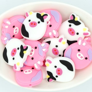Squish Cow *2 & 5 Bead Packs* | Silicone Focal Bead | Animal Bead | DIY craft projects | non-toxic and washable beads