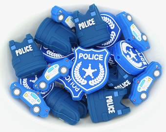 Police Silicone Focal Beads | *2-Packs, Full Sets, & Bead Mix* | Pen, Keychain and Craft Bead