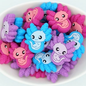 Axolotl *2 & 5 Bead Packs* | Silicone Focal Bead | Animal Bead | DIY craft projects | non-toxic and washable beads