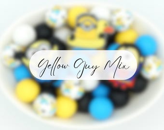Yellow Guy Silicone Bead Mix | 25 Pack Craft Beads | 15mm/Focal Beads