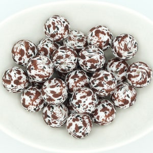 Brown Cow Print *5 Bead Pack* | Silicone Bead | 15 mm | DIY craft projects | non-toxic and washable beads