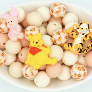 Bear Mix (15 mm and Focal Silicone Beads) | Bulk Beads | 25 Bead Pack | Non-toxic Beads