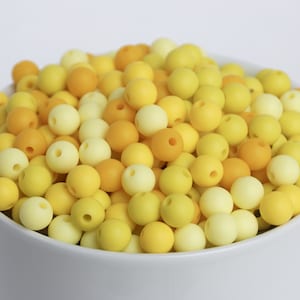 9 mm Bulk Silicone Beads (Yellow) | DIY craft projects | make your own jewellery | non-toxic & washable beads | supports mental health