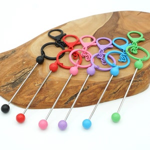 Beadable Keychain (Matte) | Metal Keychain | Keyring and Clasp | Beaded Craft | Beadable Bar