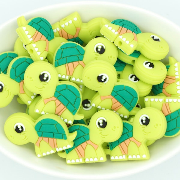 Turtle *2 and 5 Bead Packs* | Silicone Focal Bead | Animal Bead | DIY craft projects | non-toxic and washable beads