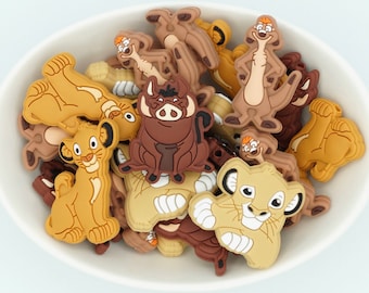 Lion Character *2 & 5 Bead Packs* | Silicone Focal Bead | Kids Beads | DIY craft projects | non-toxic and washable beads