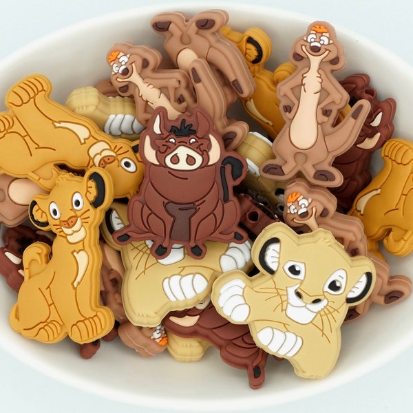 Lion Character *2 & 5 Bead Packs* | Silicone Focal Bead | Kids Beads | DIY craft projects | non-toxic and washable beads