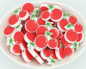 Cherry Silicone Focal Beads | *2 & 5 Packs* | Pen, Keychain and Craft Bead