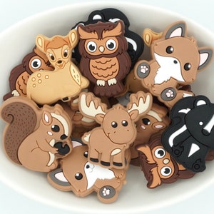 Woodland Animals *2 & 5 Bead Packs* | Silicone Focal Bead | Animal Bead | DIY craft projects | non-toxic and washable beads