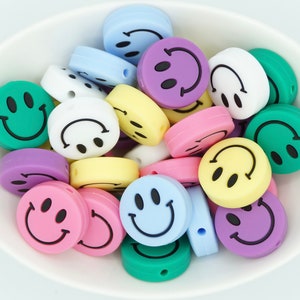 Smiley Face *2 & 5 Bead Packs* | Silicone Focal Bead | Happy Face Bead | DIY craft projects | non-toxic and washable beads