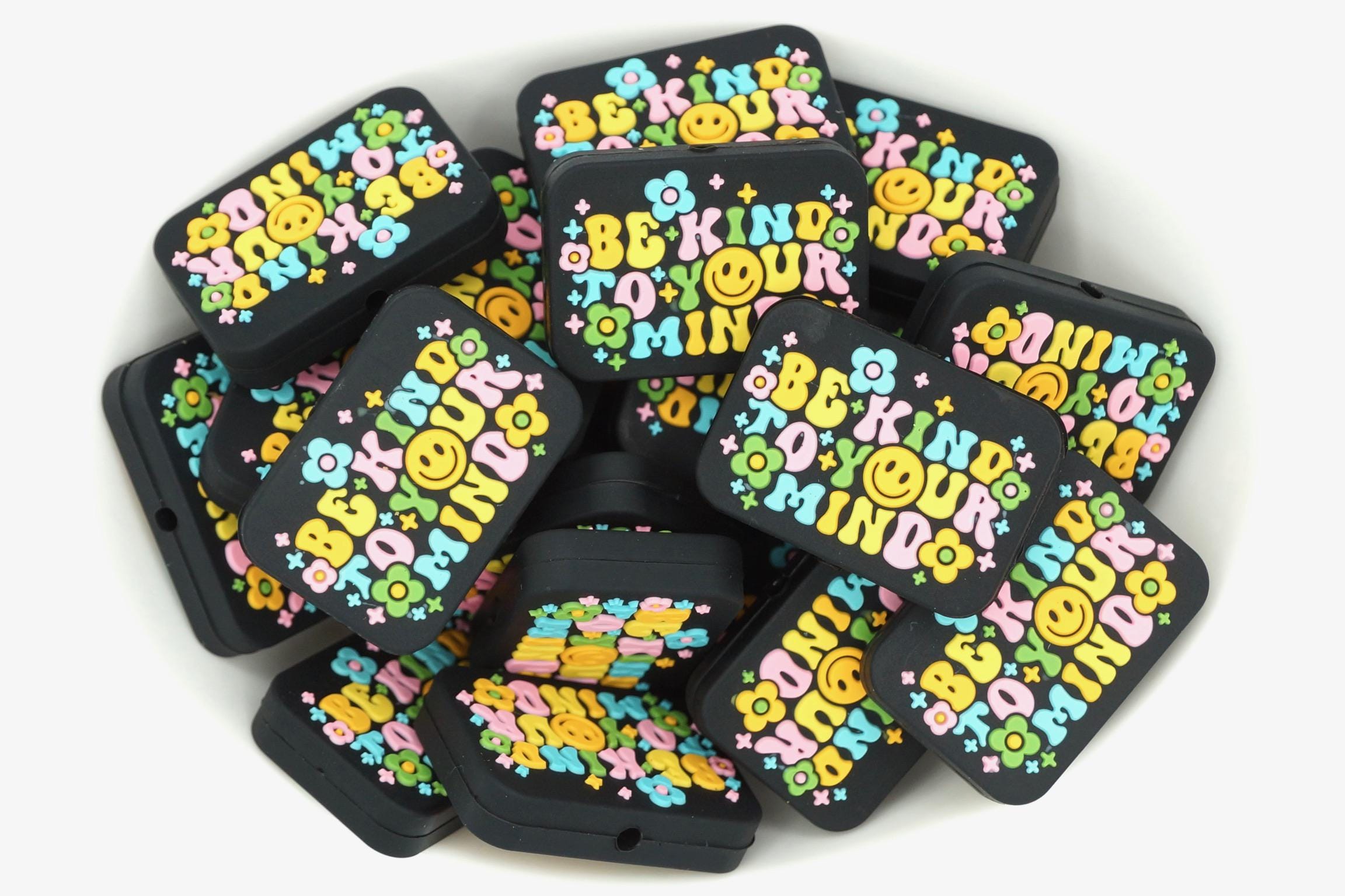 Be Kind to Your Mind *5 Bead Packs* | Silicone Focal Bead | DIY craft projects | non-toxic and washable beads