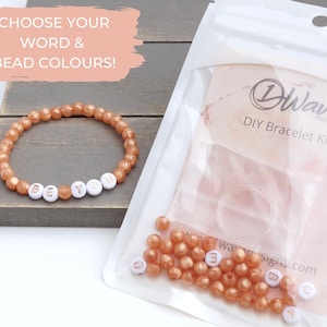 Personalized DIY Bracelet Kit - Rose Gold letter beads & silicone beads | make your own jewellery | name bracelet | kids and adults
