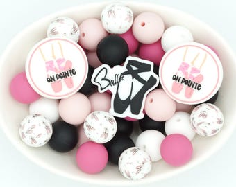 Dance Silicone Bead Mix | 25 Pack Craft Beads | 15mm/Focal Beads