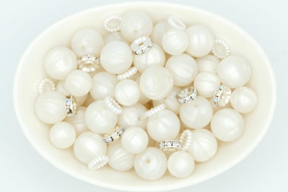 Pearl Bead Mix | Accent Bead Pack | Silicone Beads | 12mm & 15mm | *25 and 50 Bead Packs* | Spacer Beads | DIY crafts