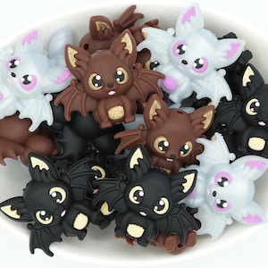 3D Bat *2 & 5 Bead Packs* | Silicone Focal Bead | Halloween Bead | DIY craft projects | non-toxic and washable beads