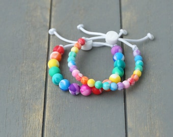 Adjustable Silicone Bracelet (Tie-Dye) | 6mm or 9mm Beads| Kids & Adults