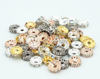 Rhinestone Metal Spacer Beads | 10mm | 25 Pack | DIY Jewellery & Craft Supplies