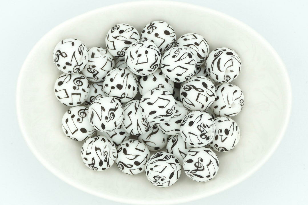 Bead Notes Music Note Silicone Print Bead L *5 Bead Pack* | 15 Mm - Etsy