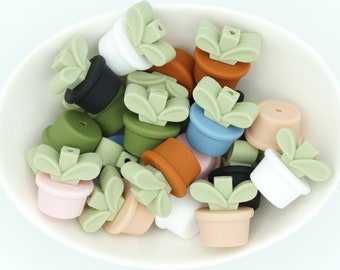 Flower Pot *2 & 5 Bead Packs* | Silicone Focal Bead | Spring Bead | DIY craft projects | non-toxic and washable beads